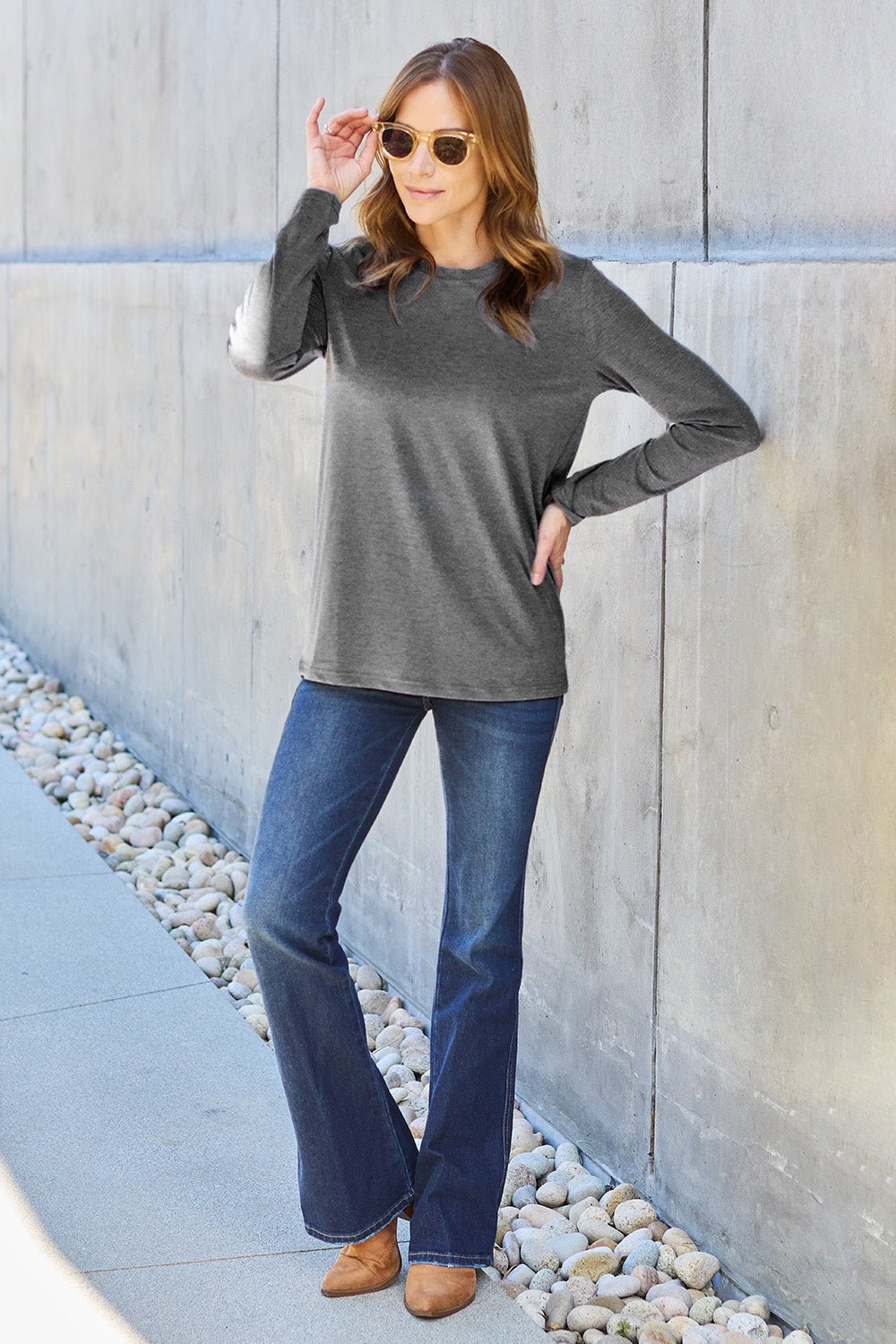 Basic Bae Full Size Round Neck Long Sleeve Top - Admiresty