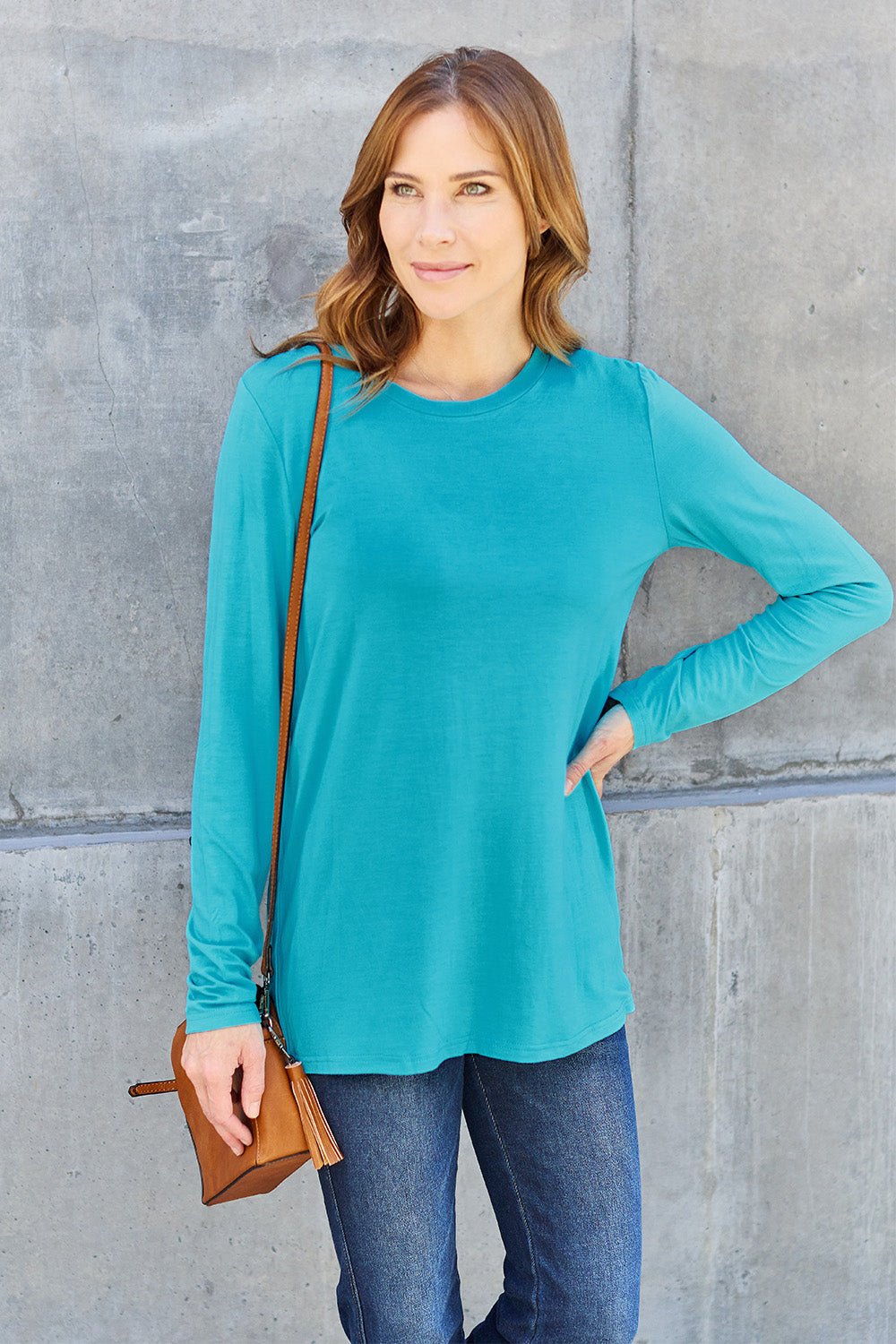 Basic Bae Full Size Round Neck Long Sleeve Top - Admiresty