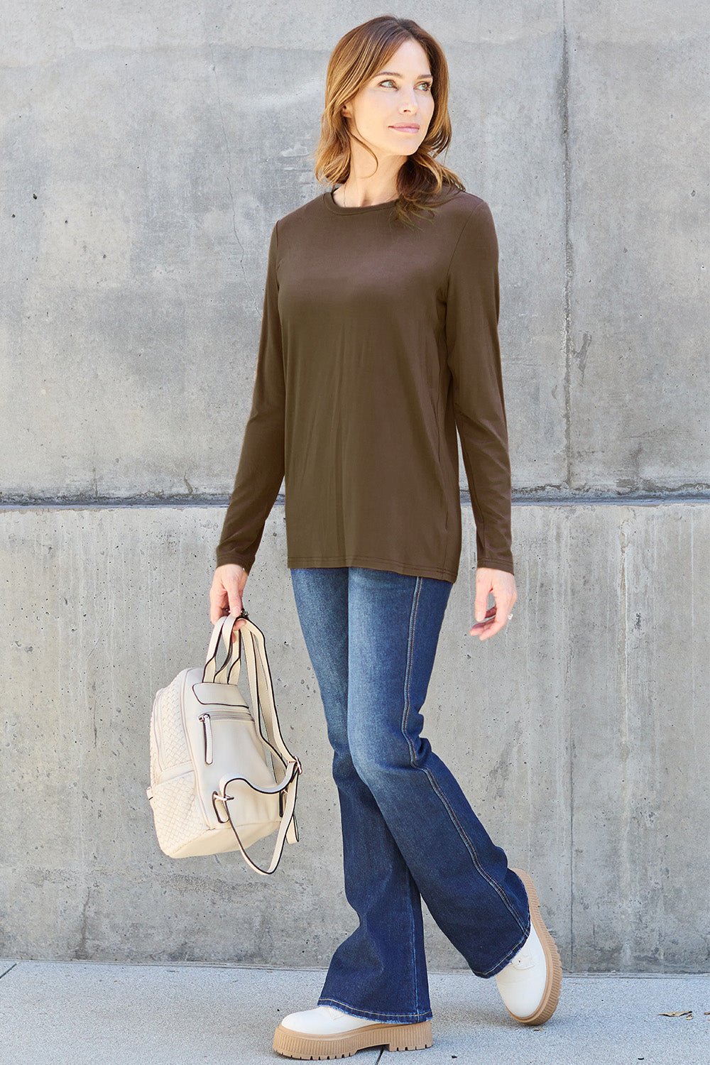 Basic Bae Full Size Round Neck Long Sleeve Top - Admiresty