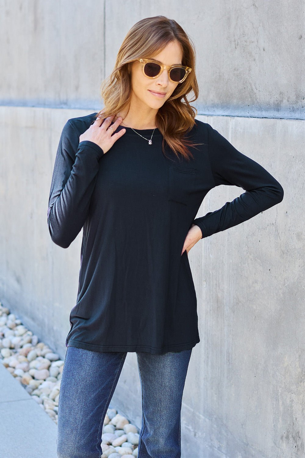 Basic Bae Full Size Round Neck Long Sleeve Top - Admiresty