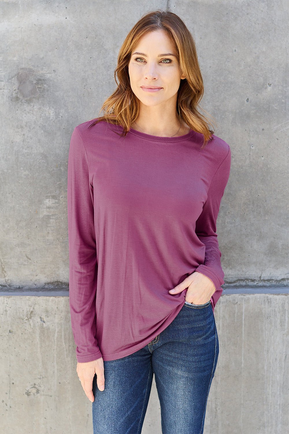 Basic Bae Full Size Round Neck Long Sleeve Top - Admiresty