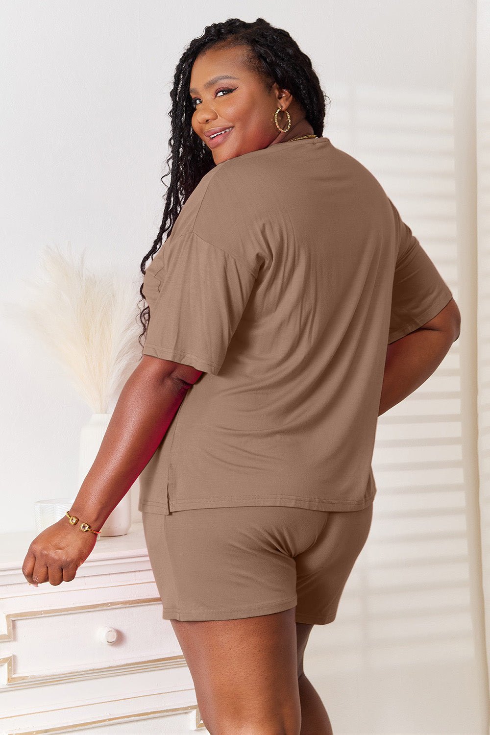 Basic Bae Full Size Soft Rayon Half Sleeve Top and Shorts Set - Admiresty