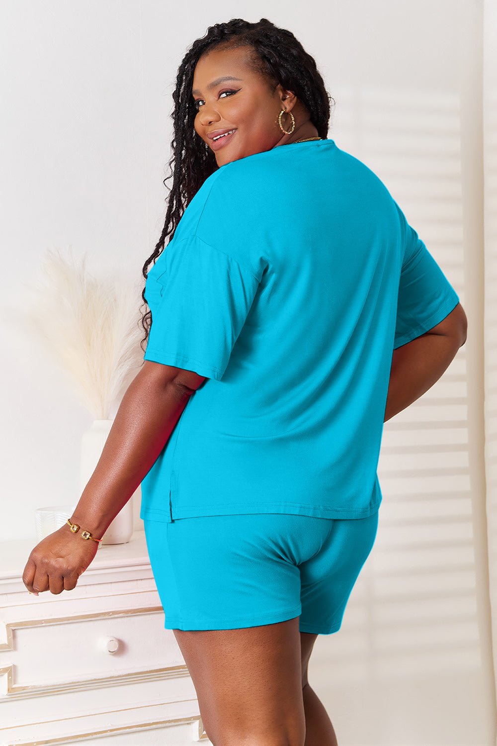 Basic Bae Full Size Soft Rayon Half Sleeve Top and Shorts Set - Admiresty