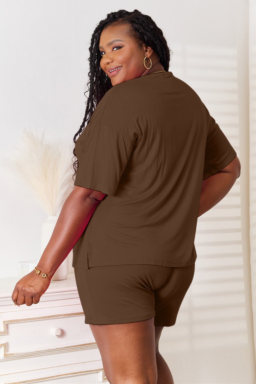 Basic Bae Full Size Soft Rayon Half Sleeve Top and Shorts Set - Admiresty