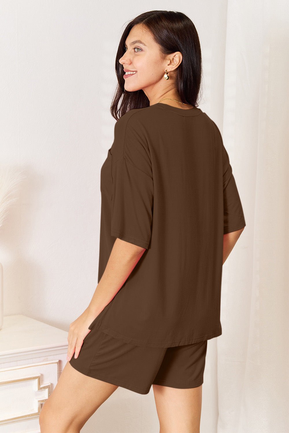 Basic Bae Full Size Soft Rayon Half Sleeve Top and Shorts Set - Admiresty