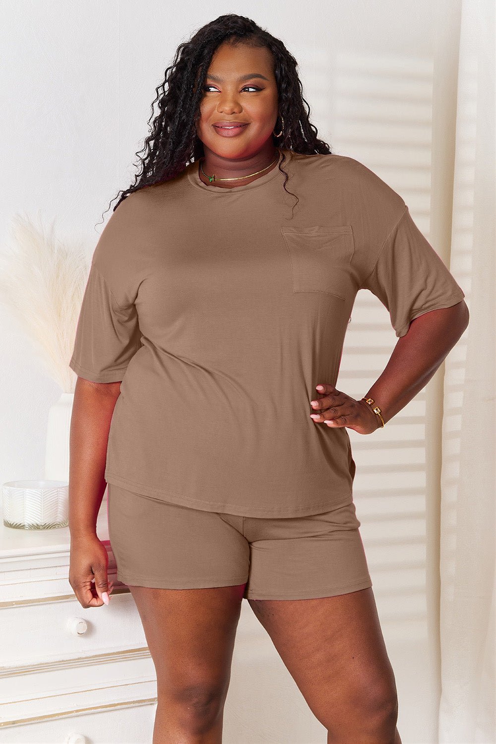 Basic Bae Full Size Soft Rayon Half Sleeve Top and Shorts Set - Admiresty