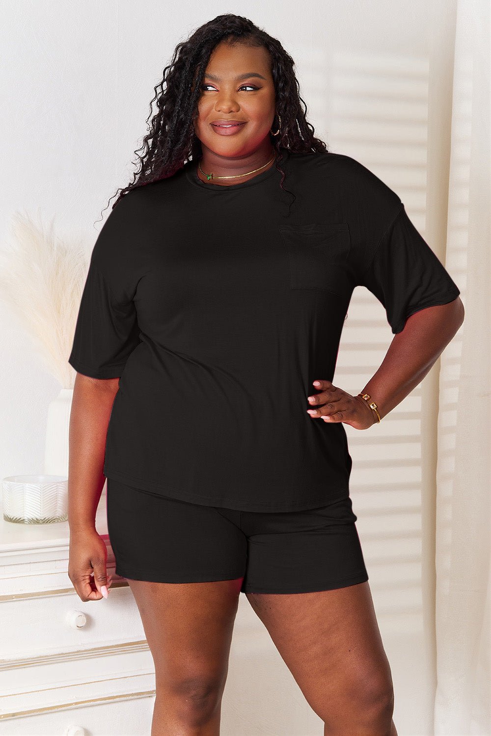 Basic Bae Full Size Soft Rayon Half Sleeve Top and Shorts Set - Admiresty