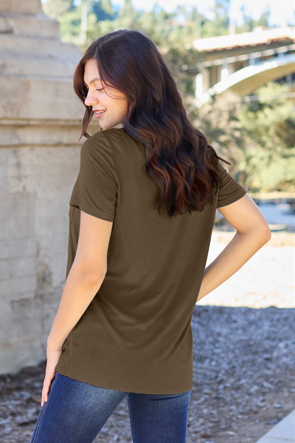 Basic Bae Full Size V - Neck Short Sleeve T - Shirt - Admiresty