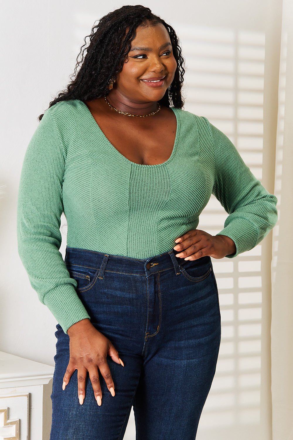 Basic Bae Scoop Neck Long Sleeve Top - Admiresty