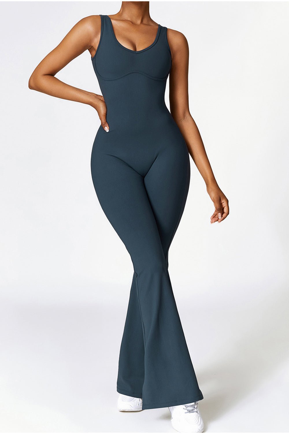 Basic Bae Sleeveless Bootcut Slit Active Jumpsuit - Admiresty