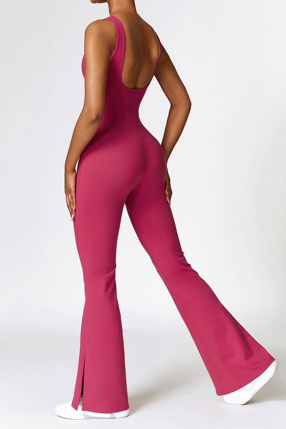 Basic Bae Sleeveless Bootcut Slit Active Jumpsuit - Admiresty