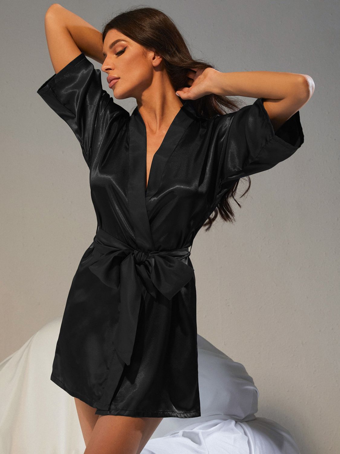 Belted Half Sleeve Robe - Admiresty