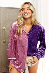 BiBi Contrast Button Up Long Sleeve Shirt - Admiresty