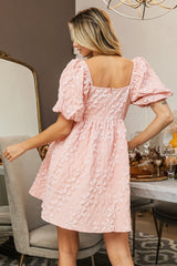 BiBi Flower Square Neck Puff Sleeve Dress - Admiresty