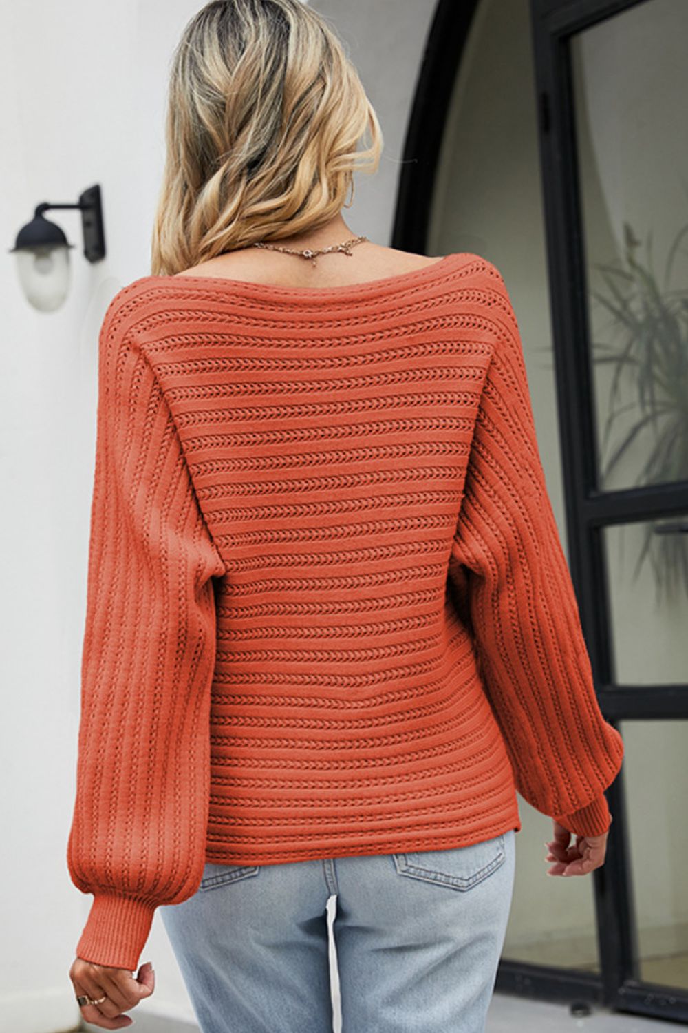 Boat Neck Batwing Sleeve Sweater - Admiresty