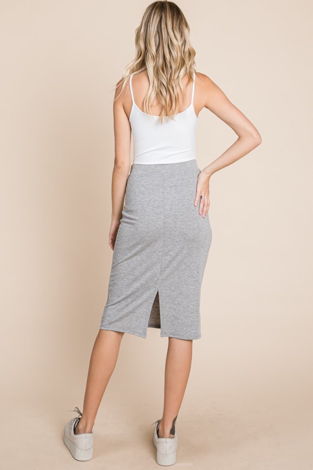 BOMBOM Elastic Waist Pencil Skirt - Admiresty