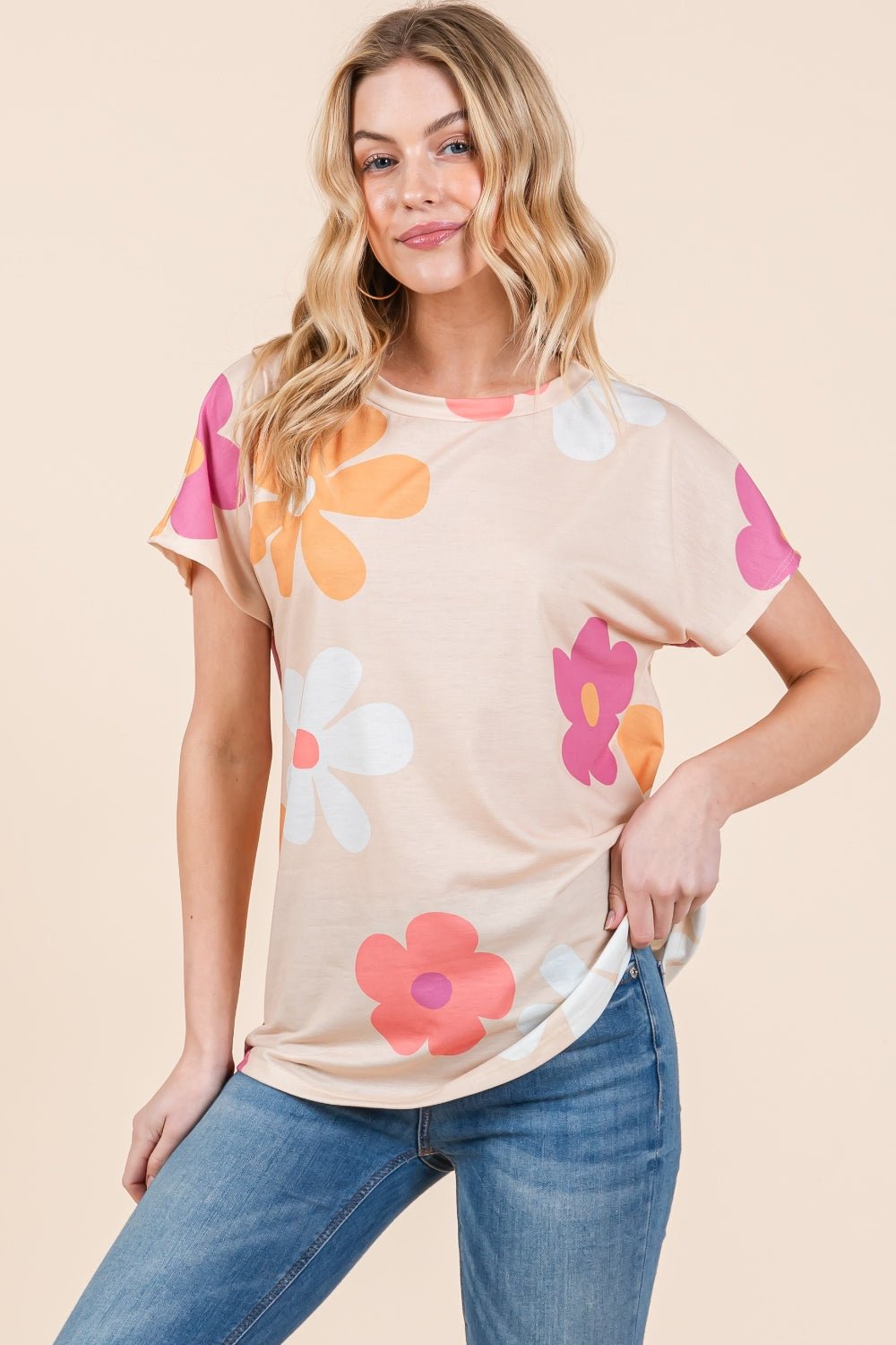 BOMBOM Floral Short Sleeve T - Shirt - Admiresty