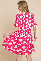 BOMBOM Flower Print Ruched Dress - Admiresty