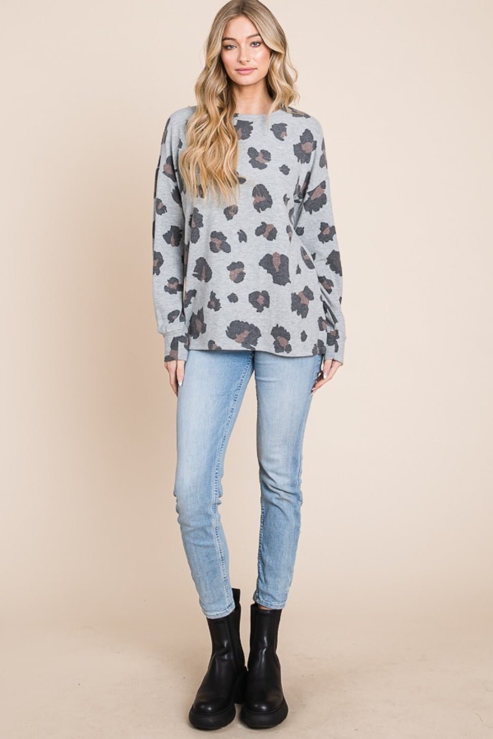 BOMBOM Leopard Drop Shoulder T-Shirt - Admiresty