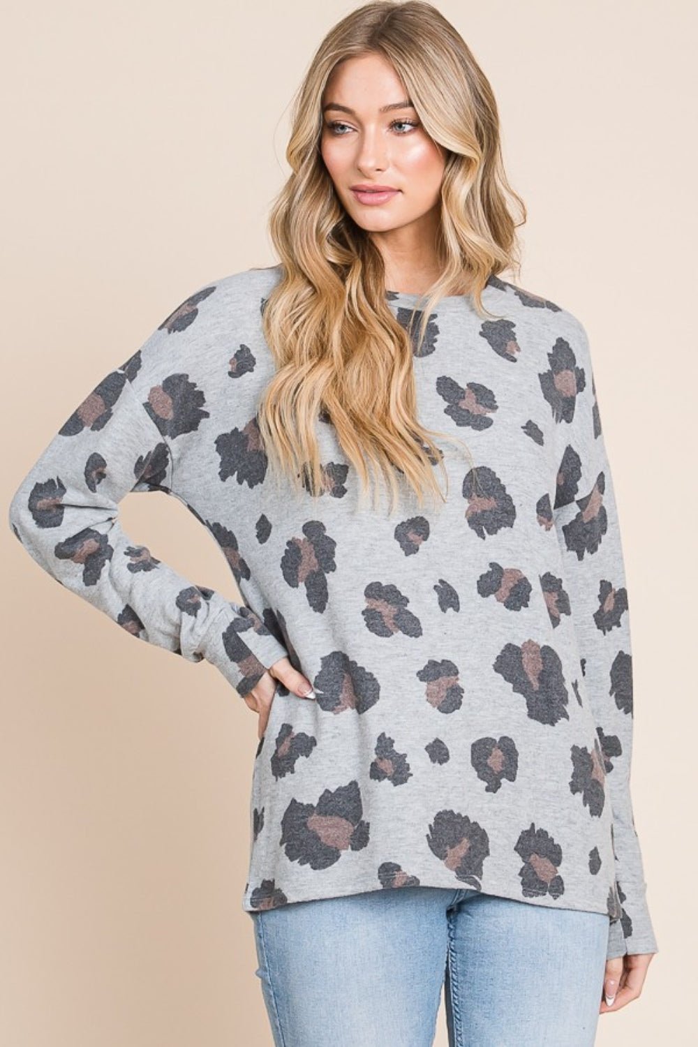 BOMBOM Leopard Drop Shoulder T-Shirt - Admiresty