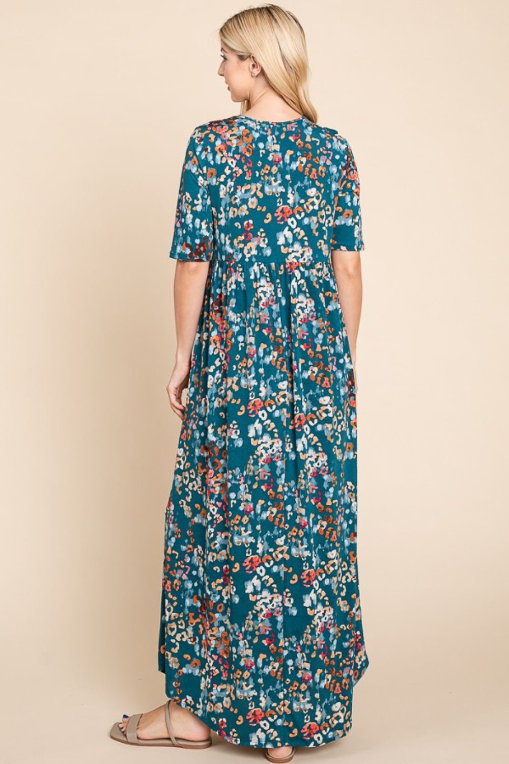 BOMBOM Printed Shirred Maxi Dress - Admiresty