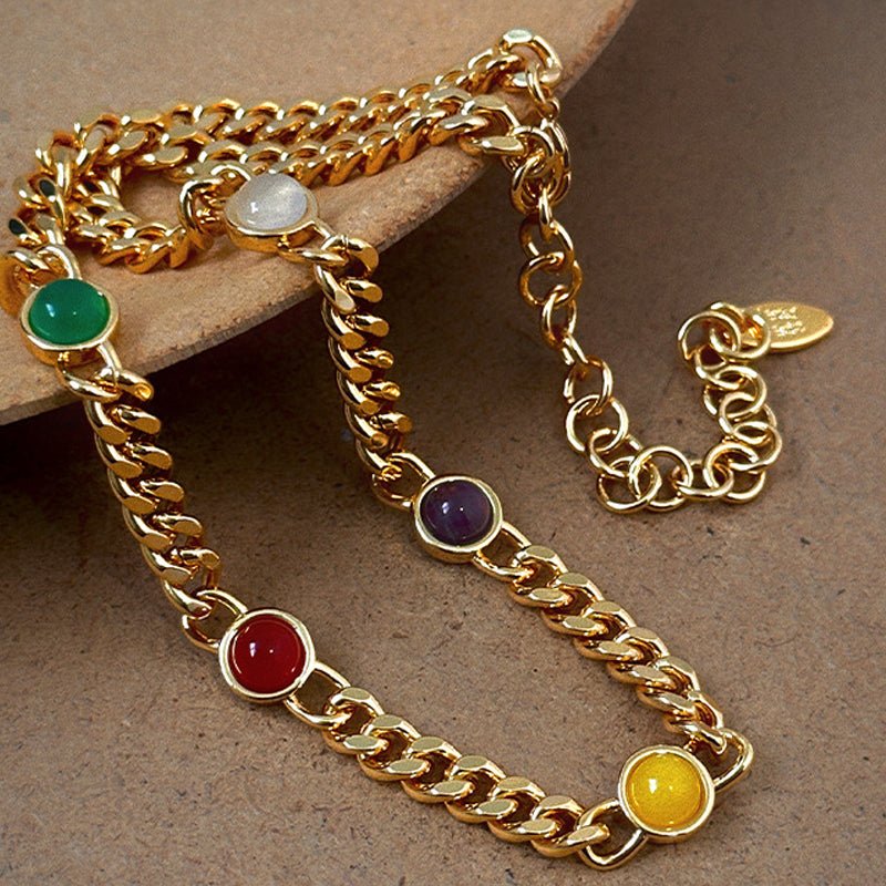 Brass Agate Chain Necklace - Admiresty