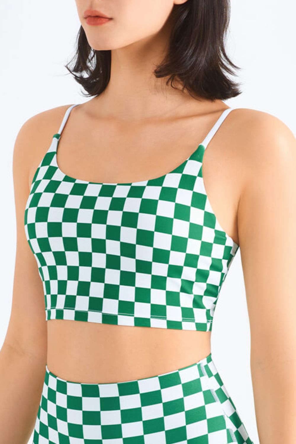 Breathable Checkered Sports Bra - Admiresty