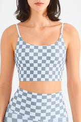 Breathable Checkered Sports Bra - Admiresty