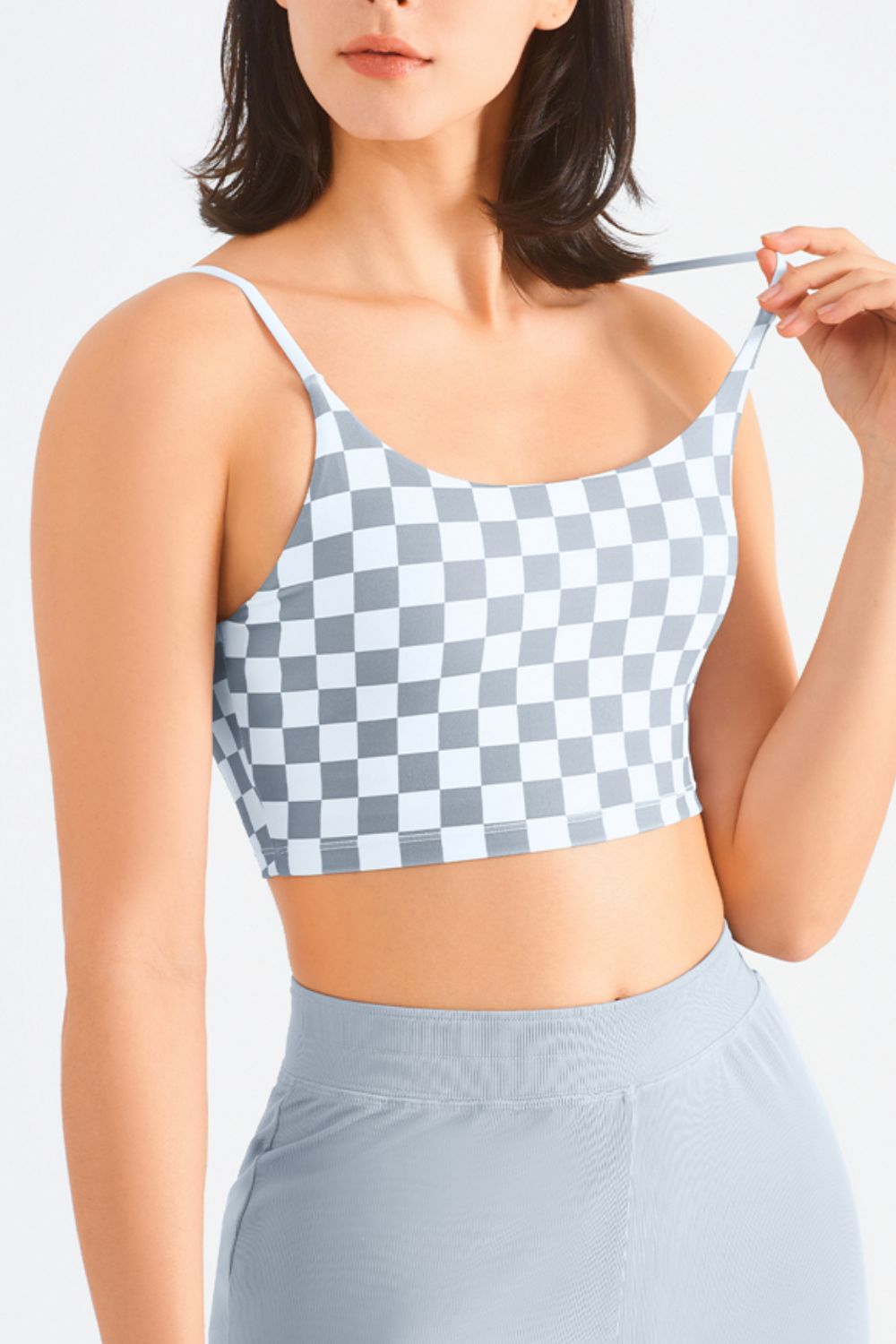 Breathable Checkered Sports Bra - Admiresty