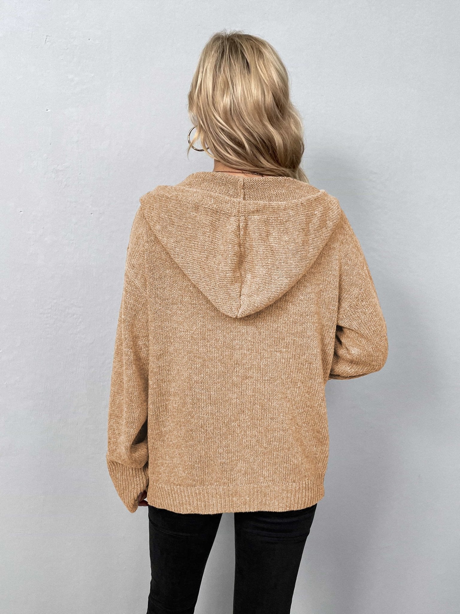 Button - Down Long Sleeve Hooded Sweater - Admiresty