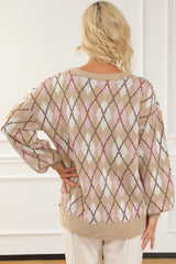 Button Up Geometric Dropped Shoulder Cardigan - Admiresty