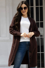 Button Up Long Sleeve Cardigan with Pockets - Admiresty