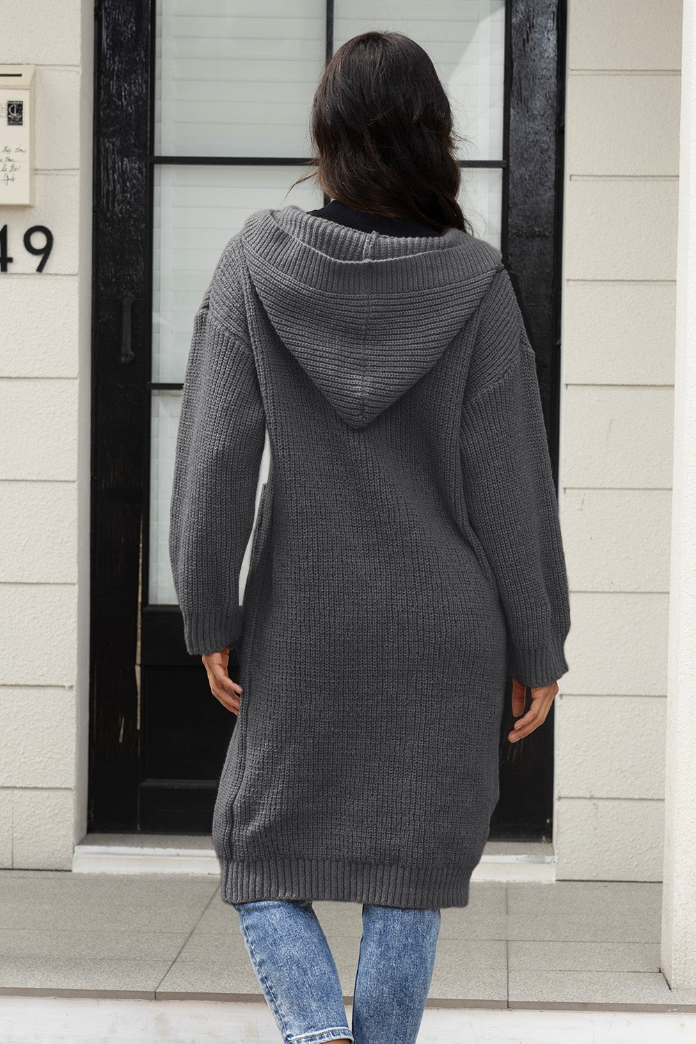 Button Up Long Sleeve Hooded Cardigan with Pockets - Admiresty