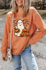 Sudadera de manga larga y cuello redondo con estampado de Jack-O'-Lantern