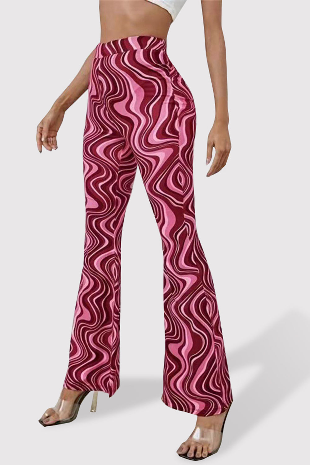 Printed High Waist Flare Pants