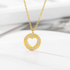 Stainless Steel Inlaid Rhinestone Pendant Necklace