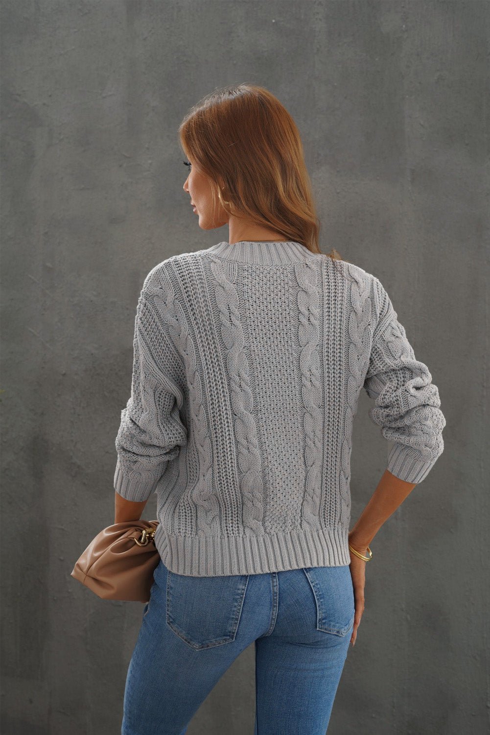 Cable - Knit Button Up Dropped Shoulder Cardigan - Admiresty