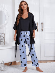 Cami, Robe, and Printed Pants Pajama Set - Admiresty