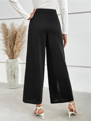 Chain Detail Slit Straight Pants - Admiresty