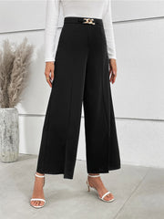 Chain Detail Slit Straight Pants - Admiresty