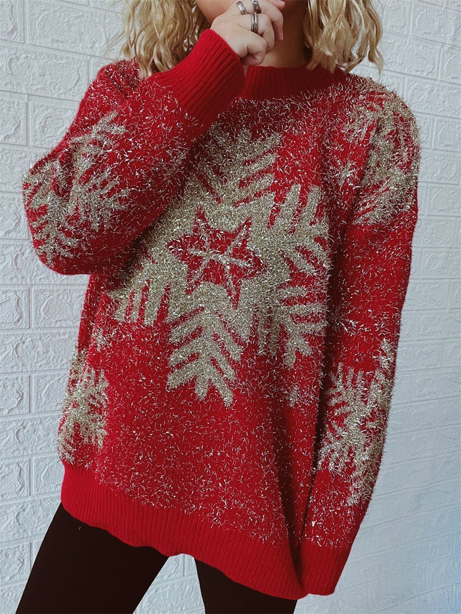 Christmas Element Round Neck Sweater - Admiresty