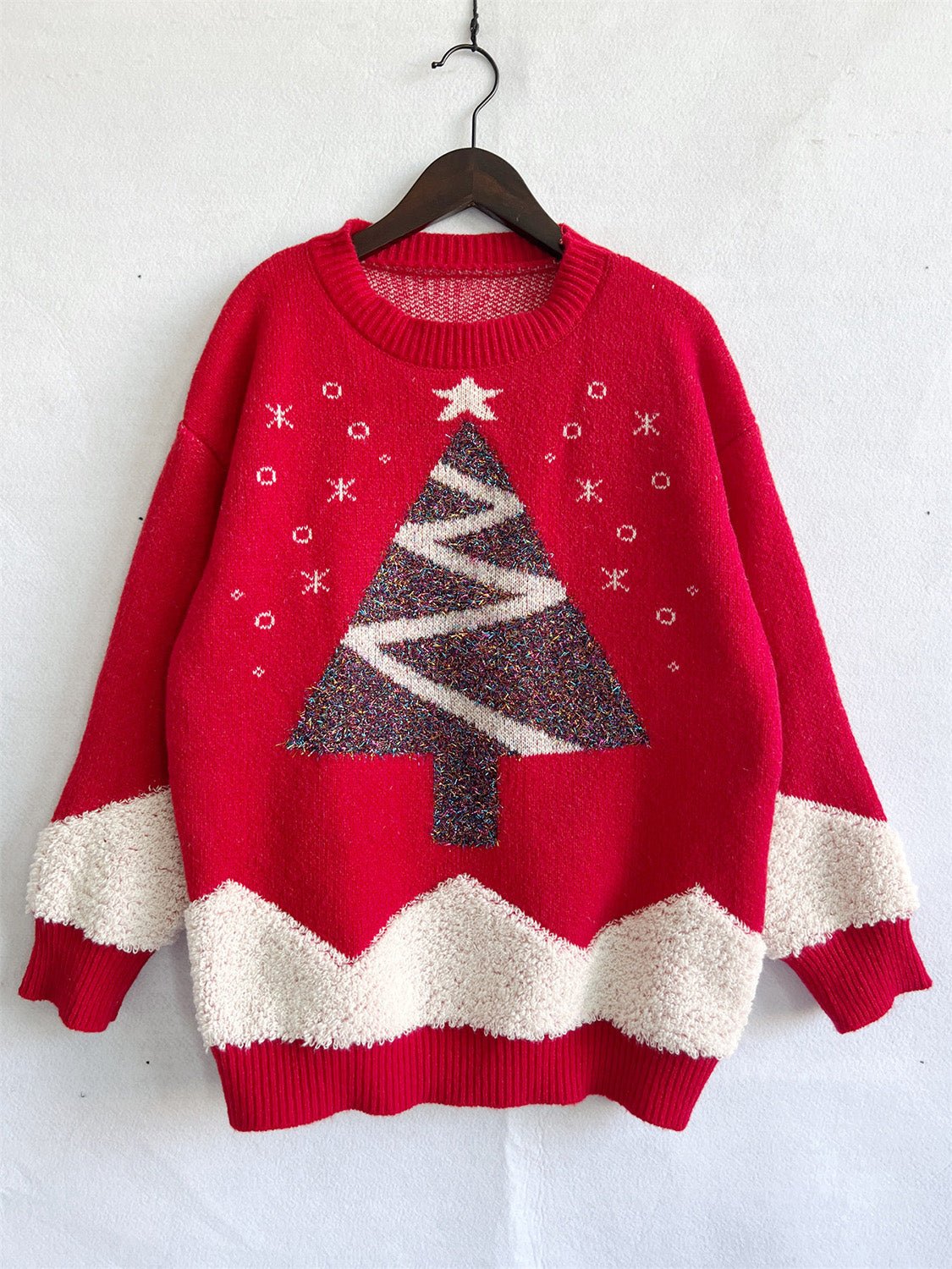 Christmas Tree Graphic Dropped Shoulder Sweater - Admiresty