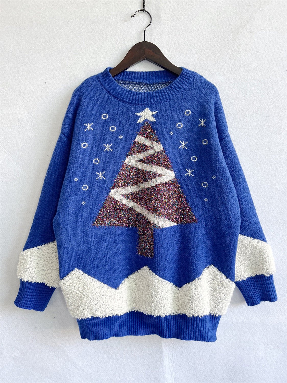 Christmas Tree Graphic Dropped Shoulder Sweater - Admiresty