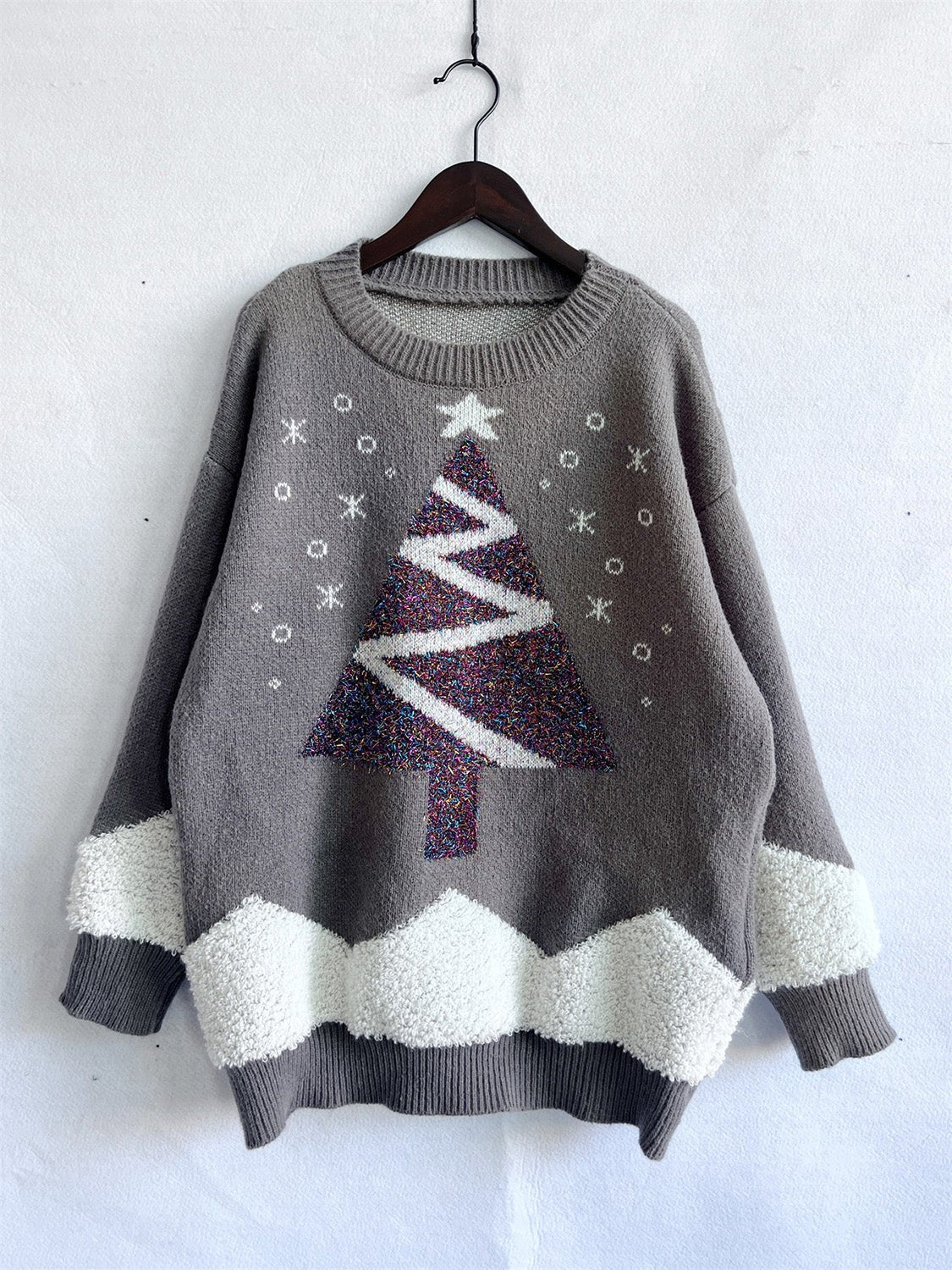 Christmas Tree Graphic Dropped Shoulder Sweater - Admiresty