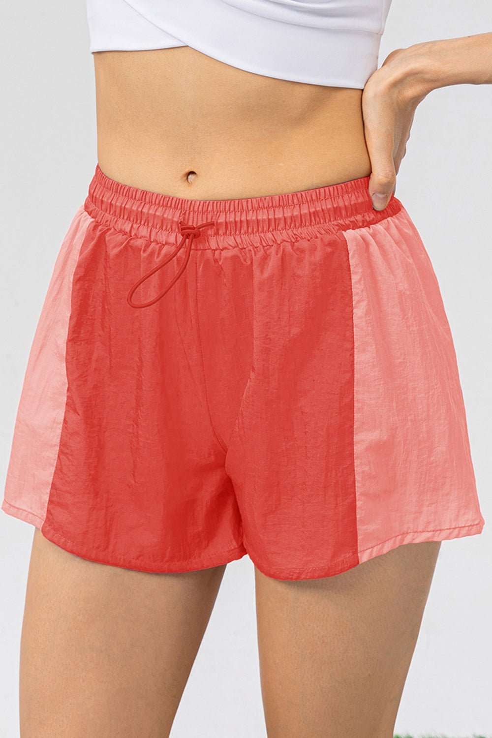 Color Block Drawstring Active Shorts - Admiresty