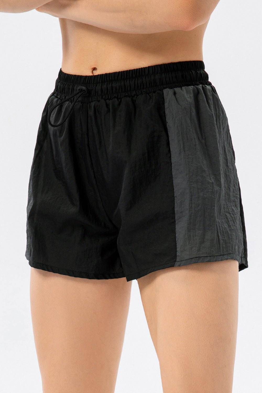 Color Block Drawstring Active Shorts - Admiresty