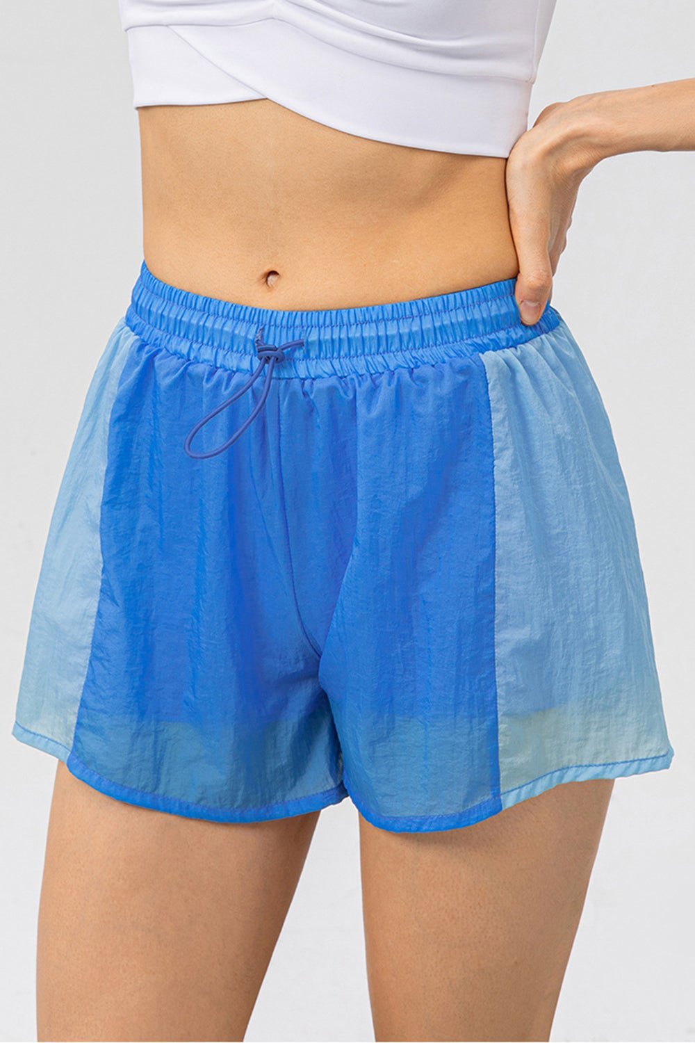 Color Block Drawstring Active Shorts - Admiresty