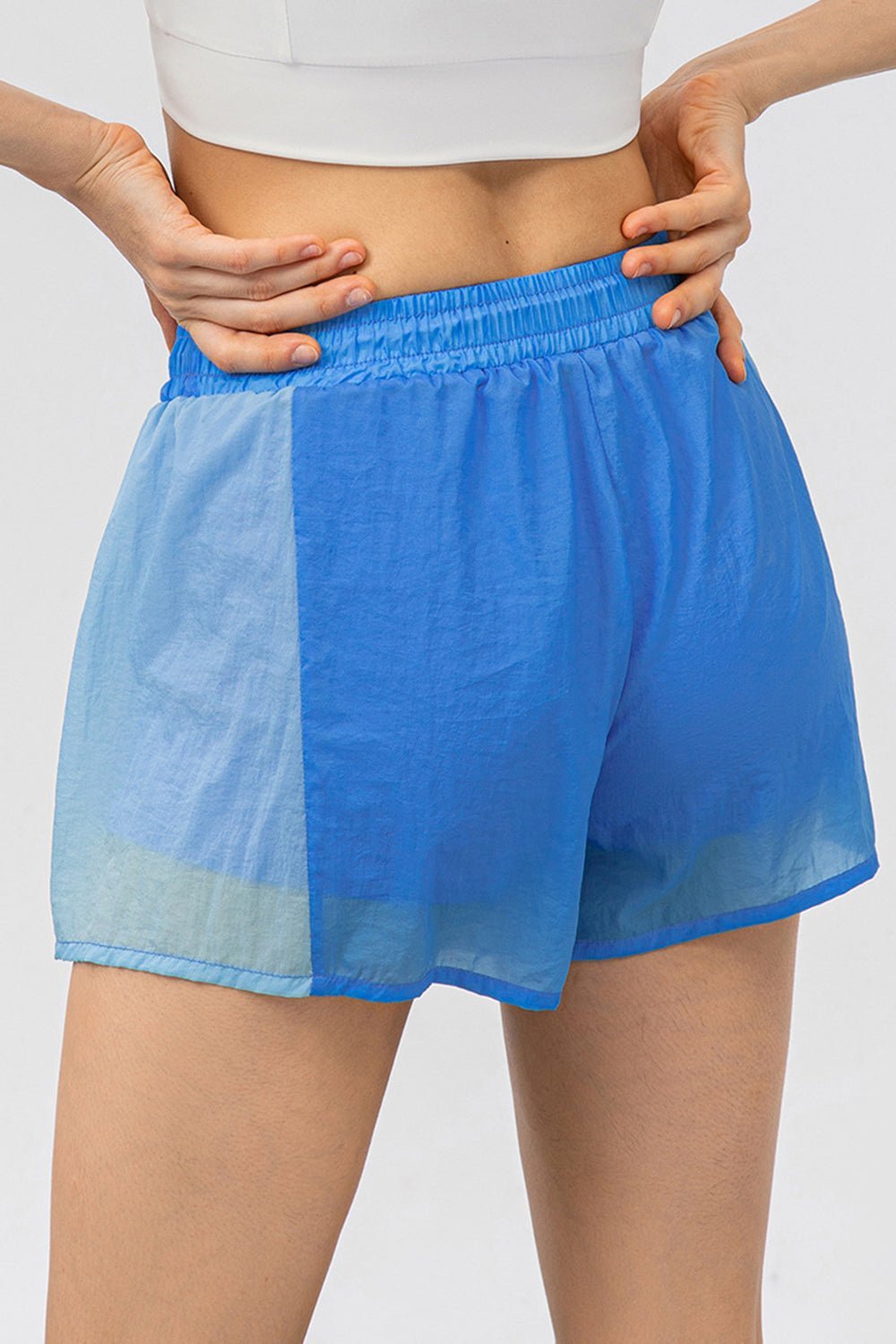 Color Block Drawstring Active Shorts - Admiresty