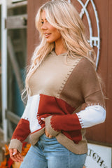 Color Block Long Sleeve Hooded Sweater - Admiresty