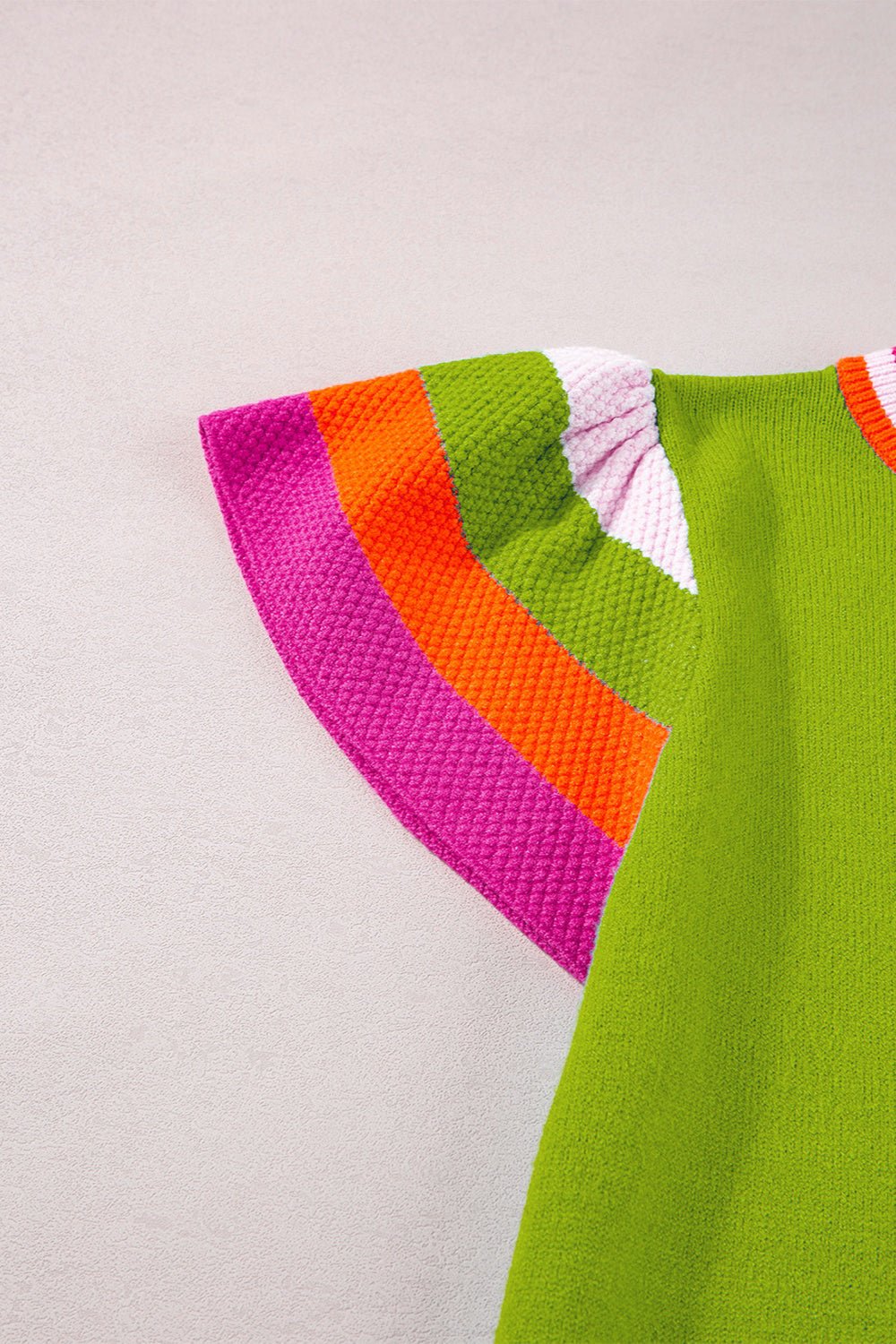 Color Block Round Neck Knit Top - Admiresty